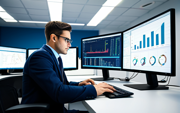 Data Analyst at Work**
"A professional data analyst, fully clothed in modest business attire, is working at a brightly lit desk. The desk features multiple monitors displaying graph databases and data visualizations. Modern office environment in the background. Safe for work, appropriate content, perfect anatomy, natural pose, high quality, professional setting."
**